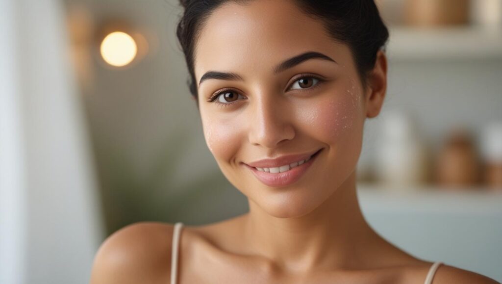 una mujer que ha usado la limpieza facial aquapure en bogotá y está feliz con sus resultados