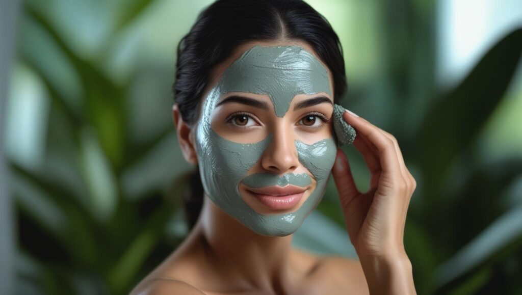 esta mujer tiene una mascarilla purificante en su piel, porque desea verse joven y linda, hazlo tu tambien con tu limpieza facial profunda en bogotá