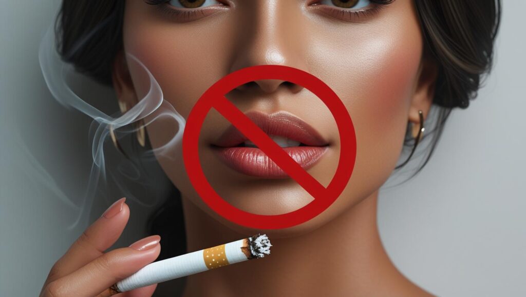 no debes fumar cuando te estés sanando al inyectarte ácido hialurónico en los labios!