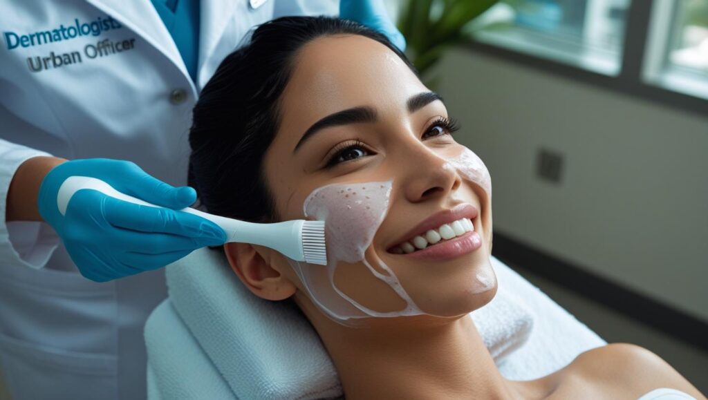 una mujer aplicandose la limpieza facial aquapure en bogotá
